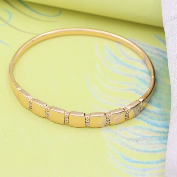 Elegant Rose Gold Bangle with Geometric Link Detailing, XPBL0583 - Picture 2 of 12